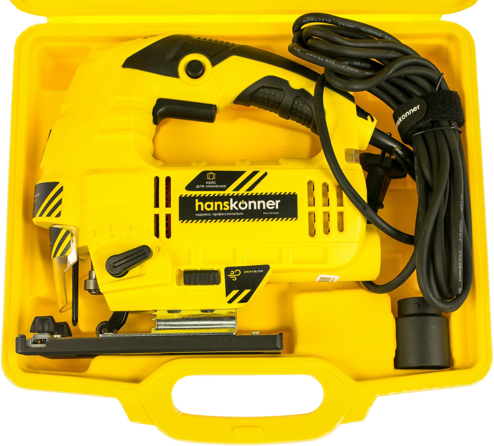 Электролобзик Hanskonner HJS0811LPE, 860 Вт желтый/черный