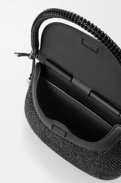 Loewe Средняя сумка Pescador из рафии и телячьей кожи, черный