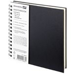 Скетчбук, слоновая кость 140 г/м2 200х200 мм, 80 л., КОЖЗАМ, гребень, BRAUBERG ART CLASSIC, черный, 116476