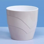 Кашпо для цветов пластиковое 2,8л d-17см «Грация» со вставкой льняной