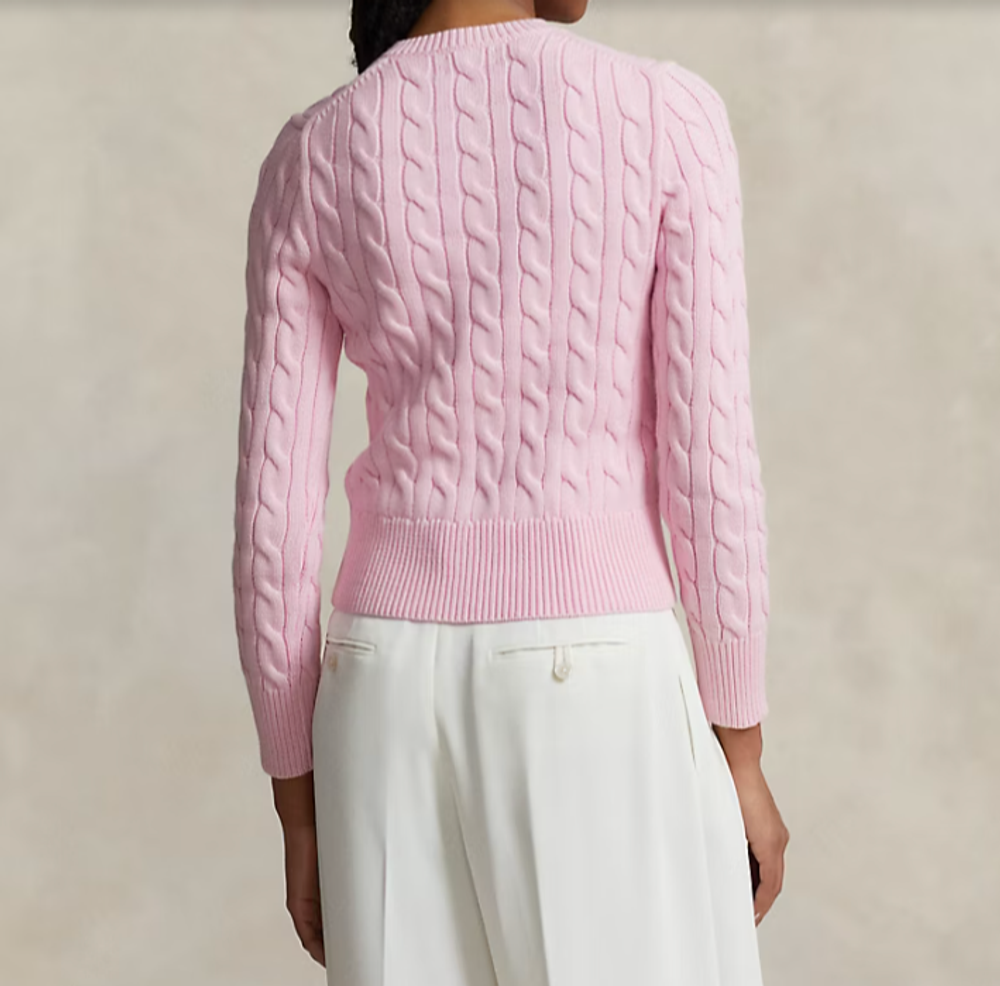 Кардиган из хлопка с круглым вырезом, вязаный косами Polo Ralph Lauren