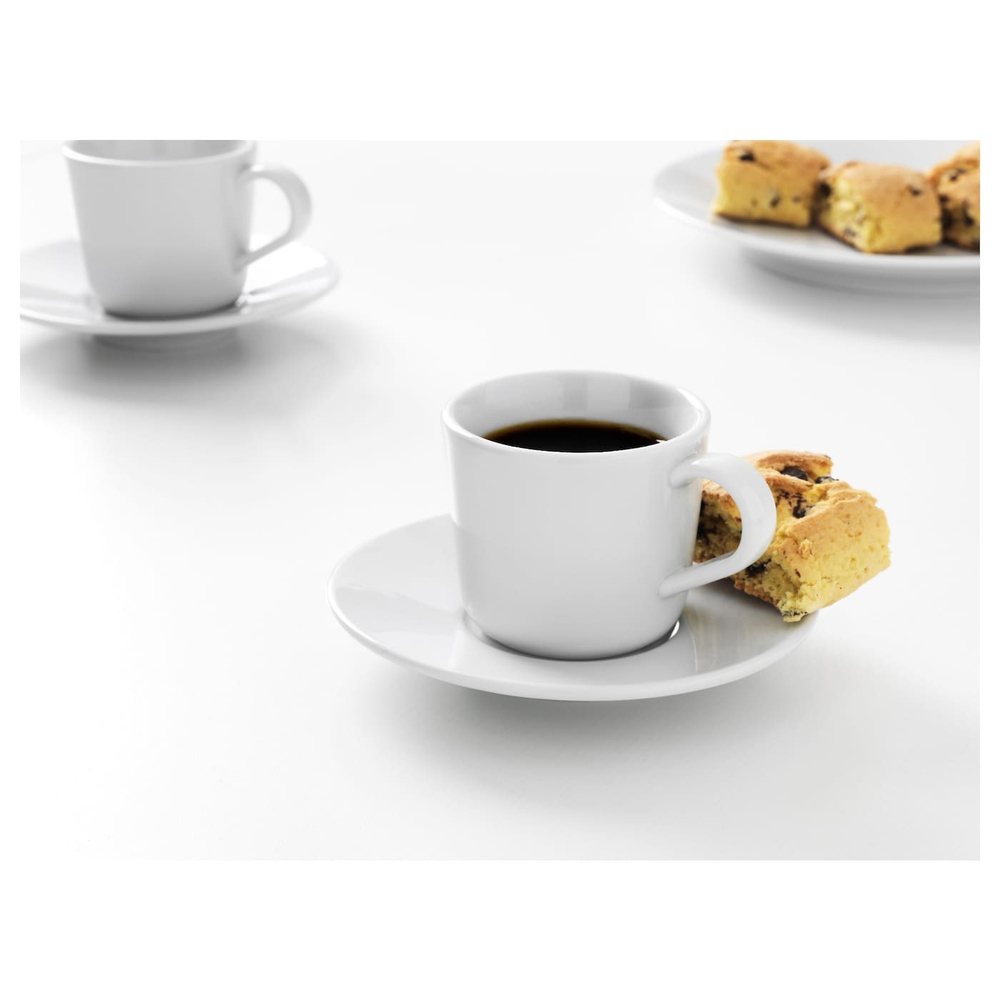 IKEA 365+ Чашка для эспрессо с блюдцем, белая, 6 мл