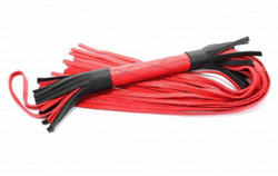 Красно-черная плетка из натуральной кожи - 60 см.