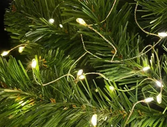 Гирлянда Капли 400 белых микро ламп, 1000 см., 8 функций, таймер, серебряный провод, Luca (88112)