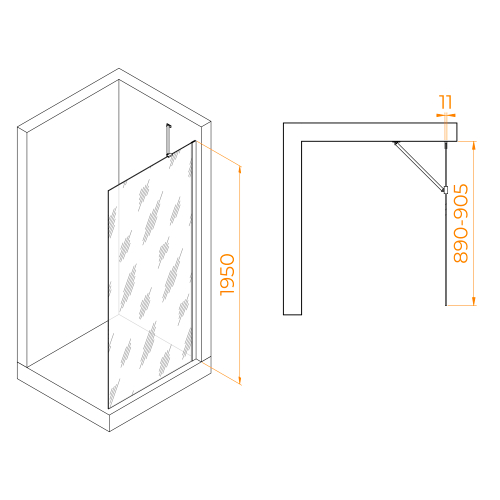 Душевая перегородка RGW WA-102 (Тонированное (Серое), 900)