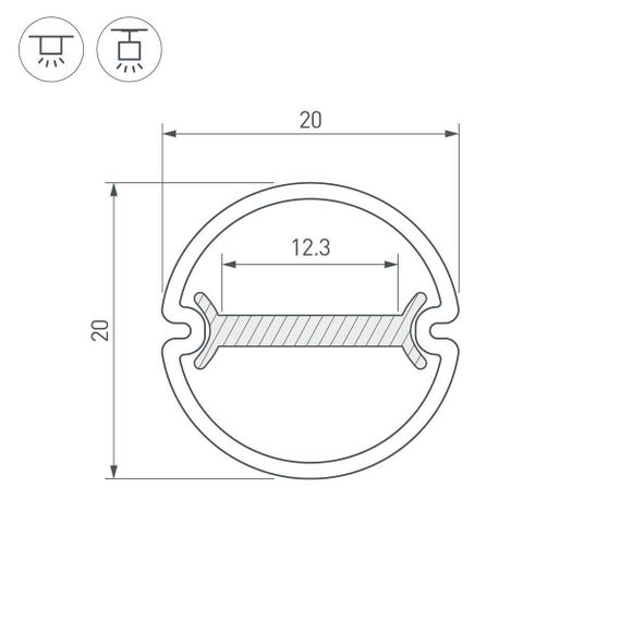 Профиль Arlight ARH-Round-D20-Dual-2000 Anod 039218
