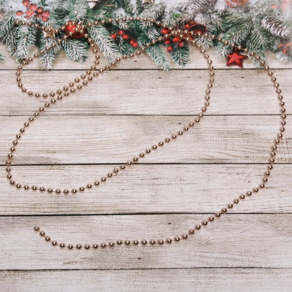 Бусы на ёлку 2,0 м «Шарик средний» d-8мм, Розовое золото