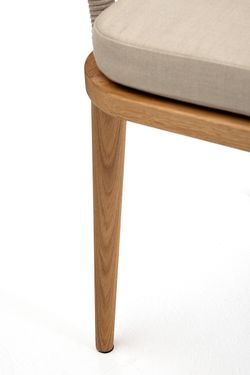 "Лион" стул плетеный из роупа, основание дуб, роуп бежевый круглый, ткань бежевая 052