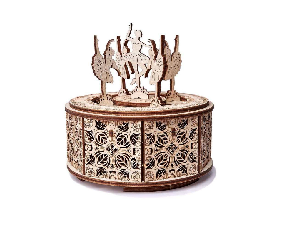 Танцующие балерины от WoodTrick Сборная модель музыкальной шкатулки - деревянный конструктор, 3D пазл
