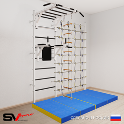 Шведская стенка Sv Sport усиленная 64240 (Турник рукоход/Брусья/Лестница/Мат 2м/Канатный лаз)