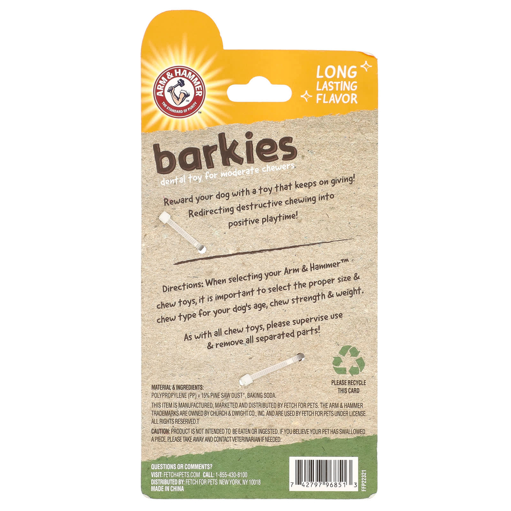 Arm & Hammer, Barkies for Moderate Chewers, стоматологическая игрушка для собак, кольцо, арахисовая паста, 1 игрушка