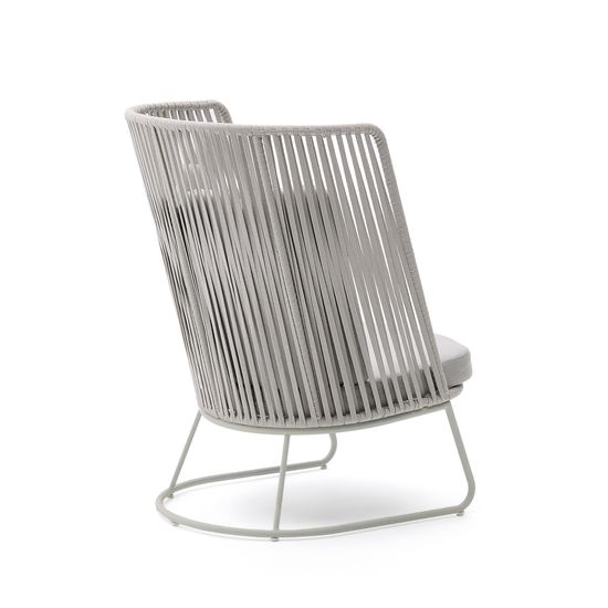 Уличное кресло Saconca с высокой спинкой из веревочного шнура и серой оцинкованной стали La Forma Испания 