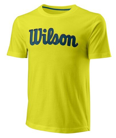 Мужская теннисная футболка Wilson Script Eco Cotton Tee Slimfit M - sulphur spring