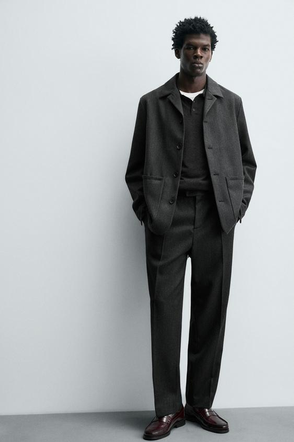 ZARA БРЮКИ ИЗ 100% ШЕРСТИ, АНТРАЦИТОВО-СЕРЫЙ