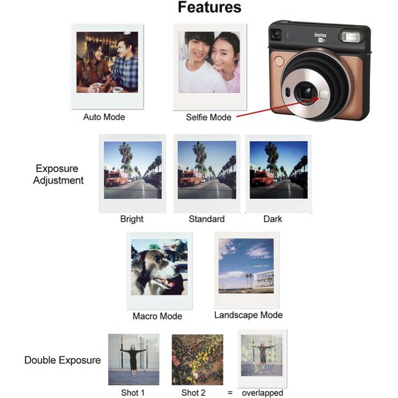 Fujifilm Instax Square SQ6 - Instant Film Camera - Blush Gold