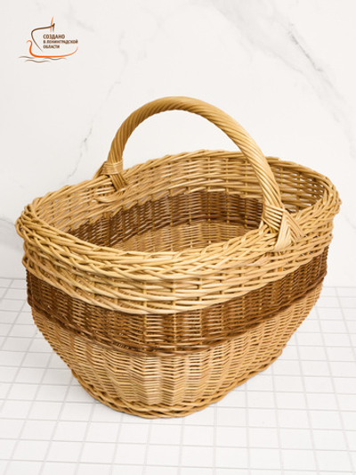 Корзина грибная для походов в лес, для дачи, прямоугольная, 22 литра длина 45 см ширина 34 см высота 36,5 см высота с ручкой 38 см