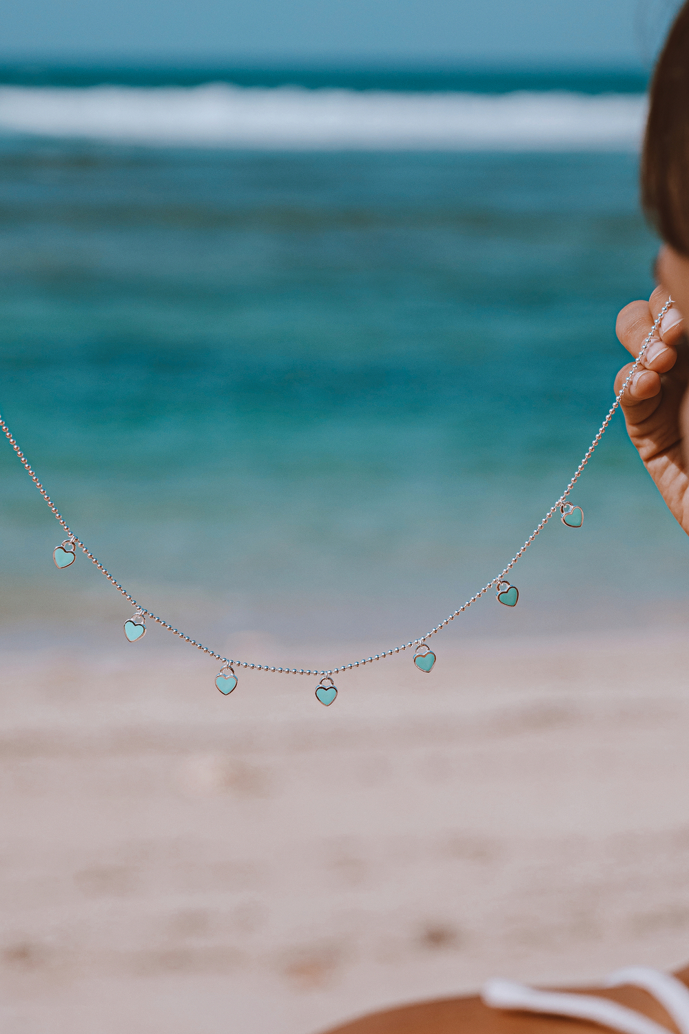 Колье "Хати" с ювелирной эмалью лазурного цвета