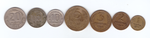 Комплект монет 1,2,3,5,10,15,20 копеек 1945 года (VF-XF)