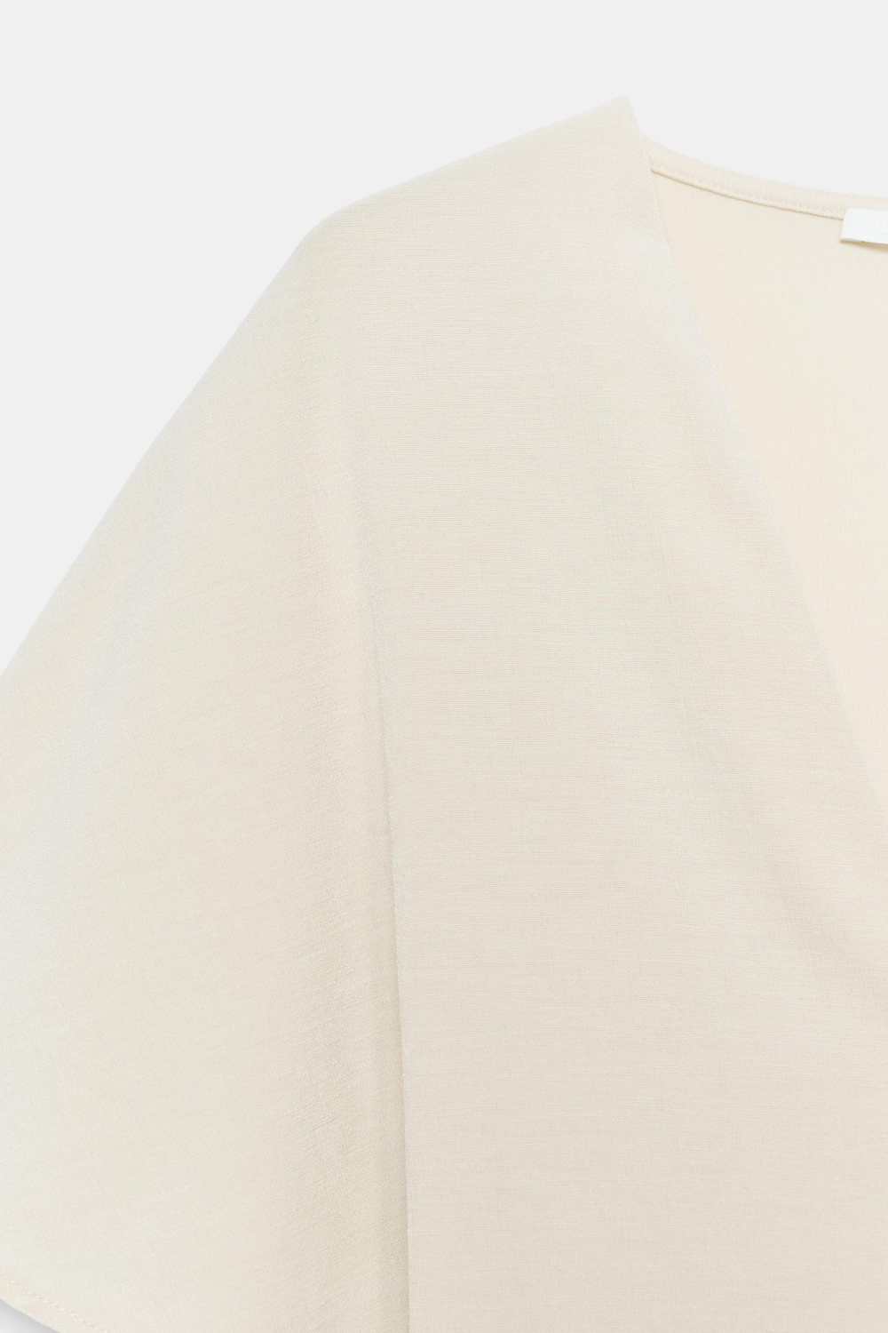 ZARA СВОБОДНЫЙ ТОП С V-ОБРАЗНЫМ ВЫРЕЗОМ, ЭКРЮ