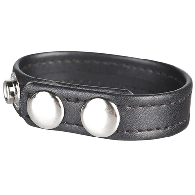 Кольцо на пенис из искусственной кожи на клепках SNAP COCK RING (Цвет: черный)