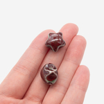 Бусина в форме звезды, 14,8*15,8мм, бордово-синяя, глазурированный фарфор