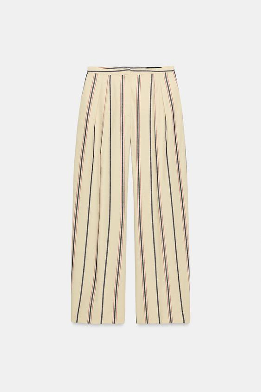 ZARA БРЮКИ В ПОЛОСКУ СО СКЛАДКАМИ — ZW COLLECTION, БЕЖЕВЫЙ