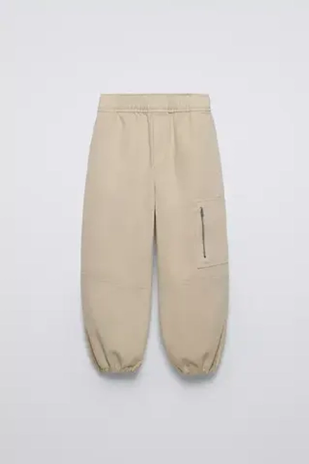 ZARA БРЮКИ ИЗ МЯГКОЙ ТКАНИ С ЭЛАСТИЧНЫМ ПОЯСОМ, СВЕТЛО-БЕЖЕВЫЙ