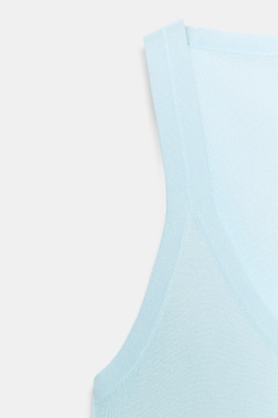 ZARA ТОП ИЗ ТОНКОГО ТРИКОТАЖА БЕЗ РУКАВОВ, ГОЛУБОЙ