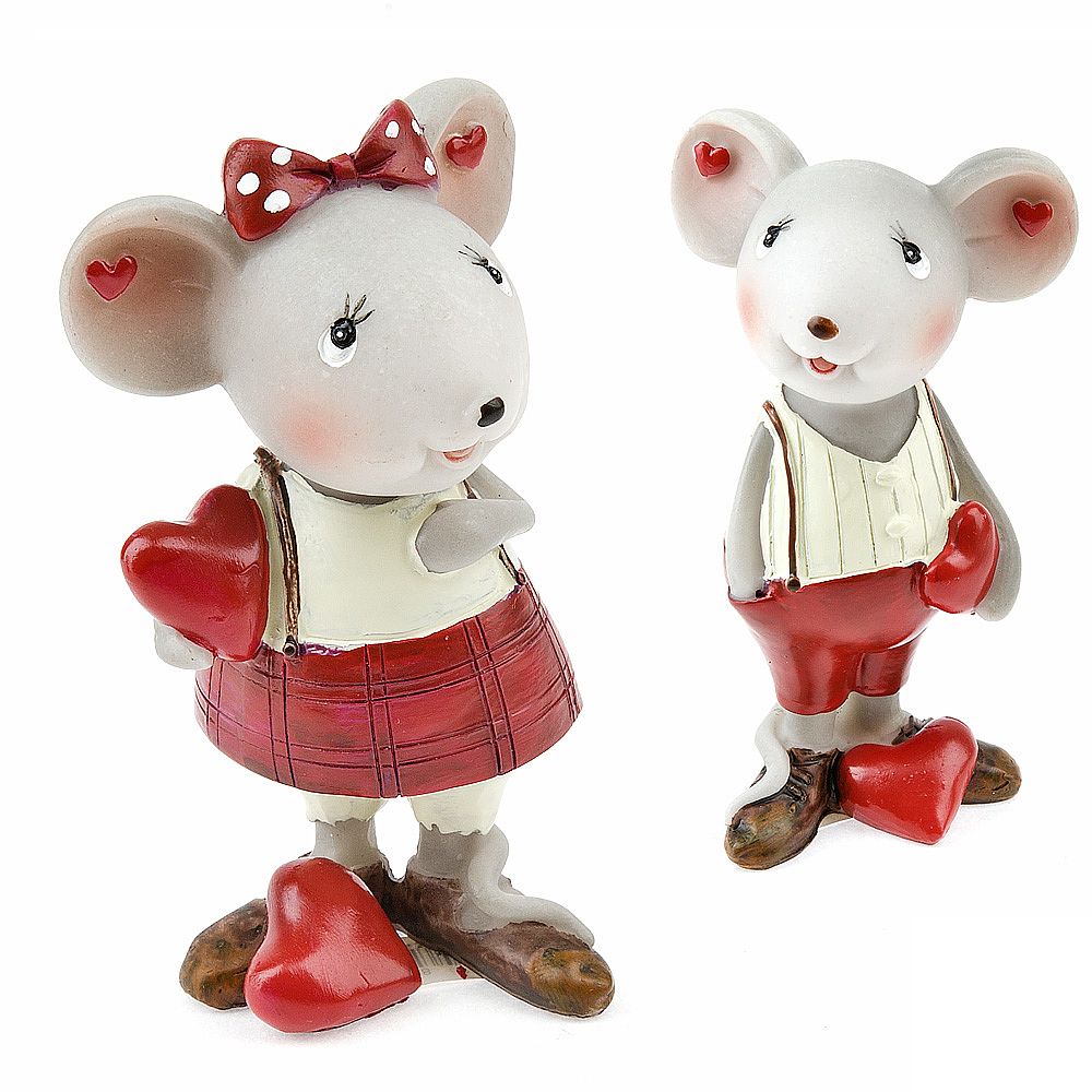 Фигурка декоративная "Мышка и любовь" 6*5*10см. (2вида) (min4) (транспортная упаковка)