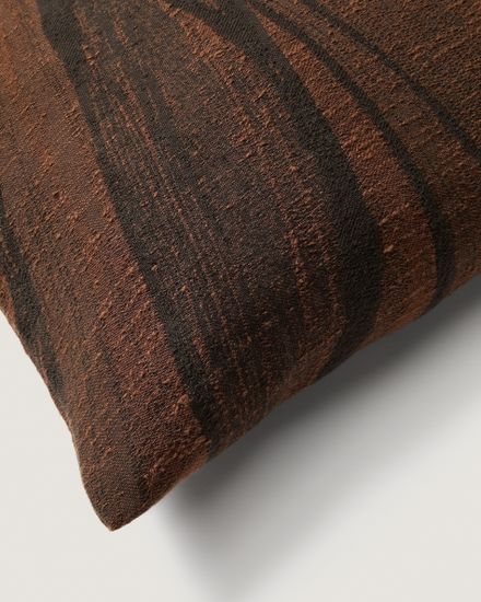 Чехол для подушки Frilo из коричневого хлопково-льняного жаккарда 50 x 50 см