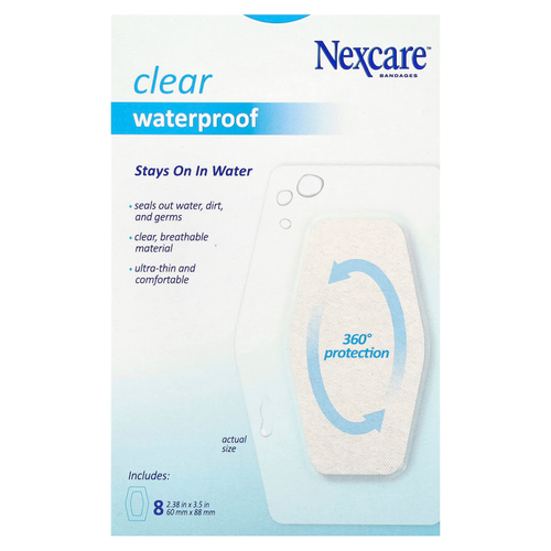 Nexcare, Прозрачные водонепроницаемые повязки для коленей и локтей, 8 повязок