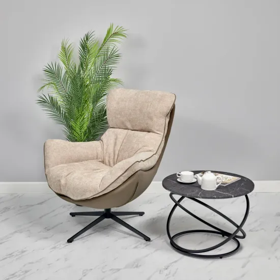 Кресло HUG латте, экокожа, шенилл