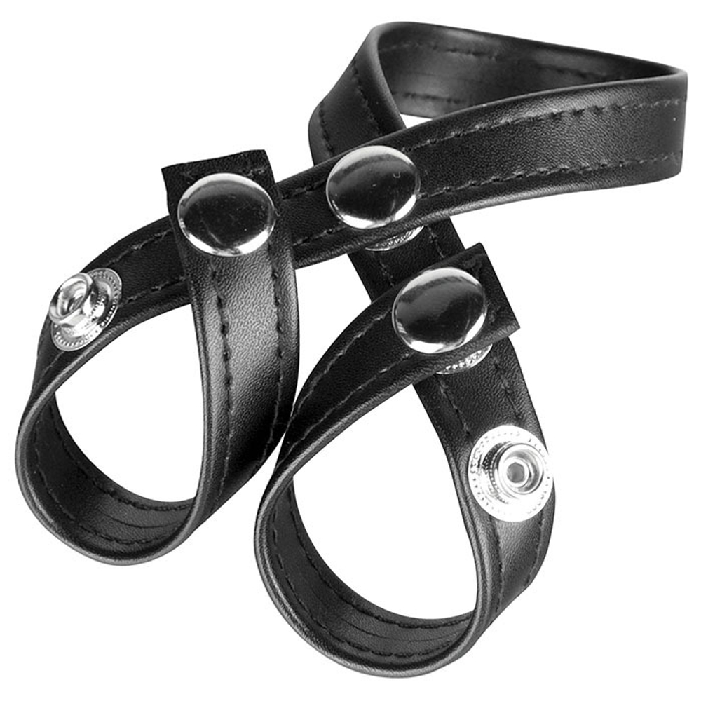 Разделитель мошонки из искусственной кожи на клепках 8 STYLE BALL DIVIDER (Цвет: черный)