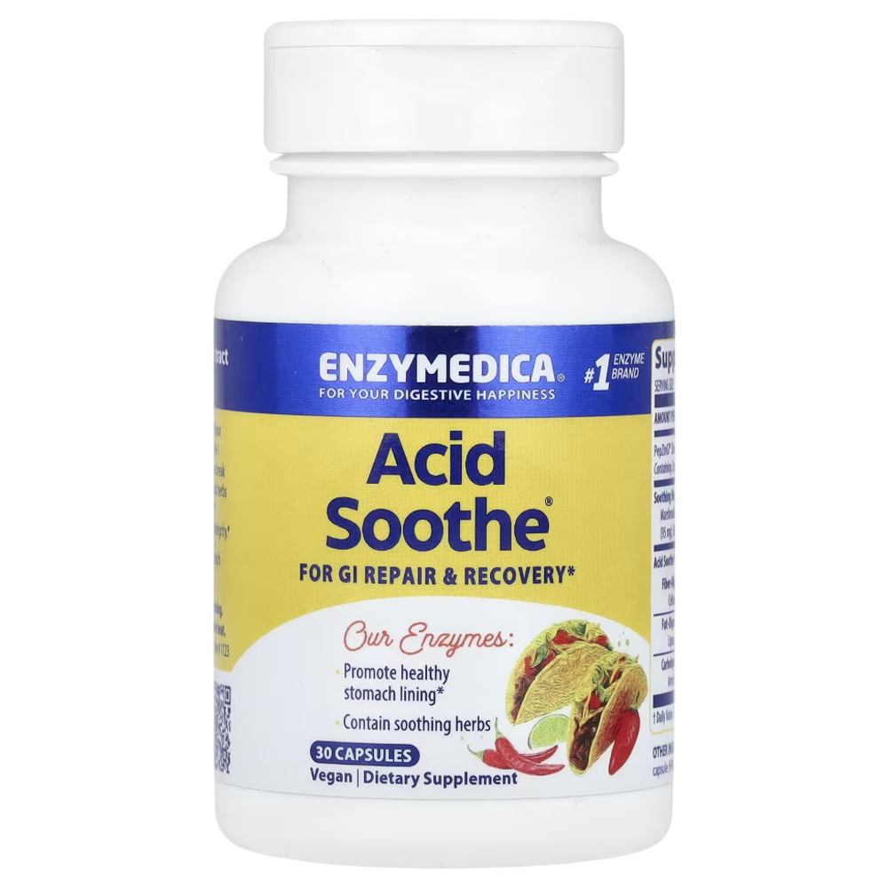Enzymedica Acid Soothe 30 capsules , Устранения кислотного дисбаланса