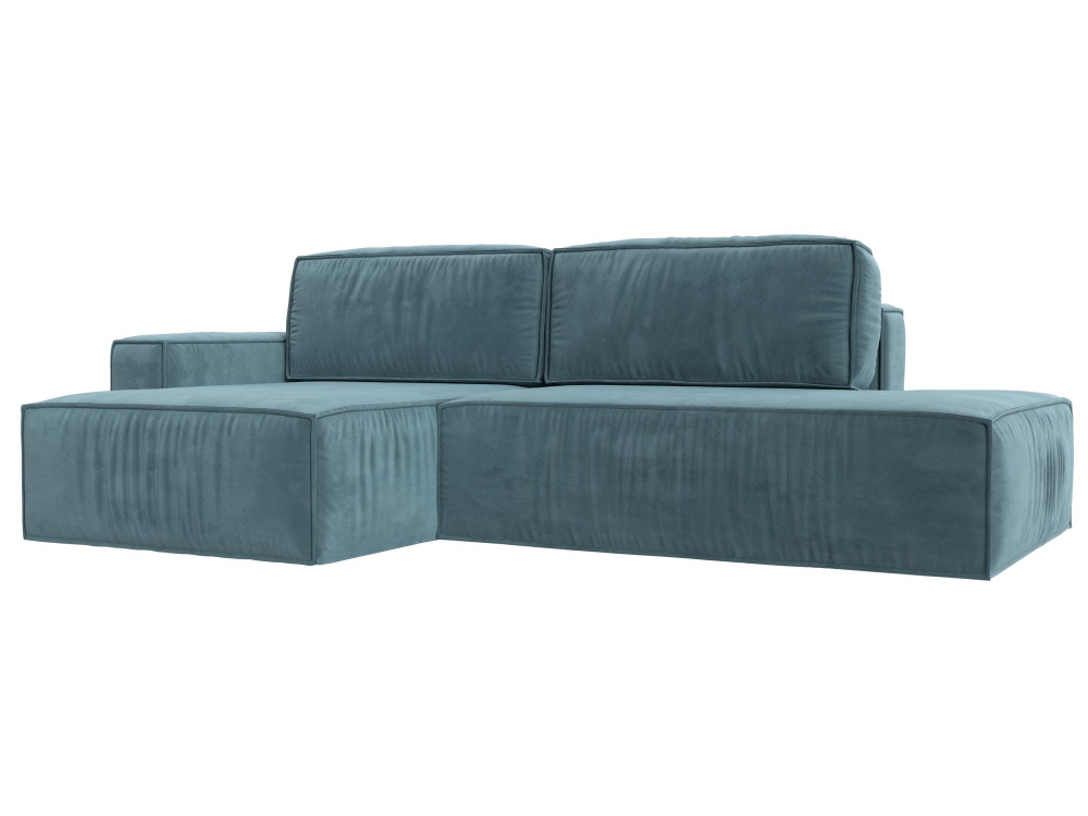 Диван угловой Прага модерн левый угол, Бирюзовый, Велюр, 116740L