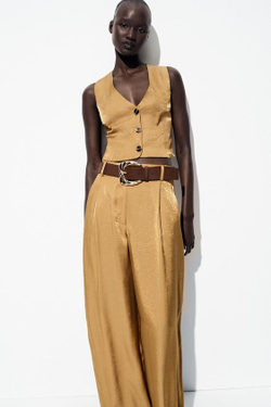 ZARA АТЛАСНЫЙ ТОП С ЗОЛОТИСТЫМИ ПУГОВИЦАМИ, ЗОЛОТИСТЫЙ