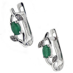 Серьги "Дублин" изумруд, циркон