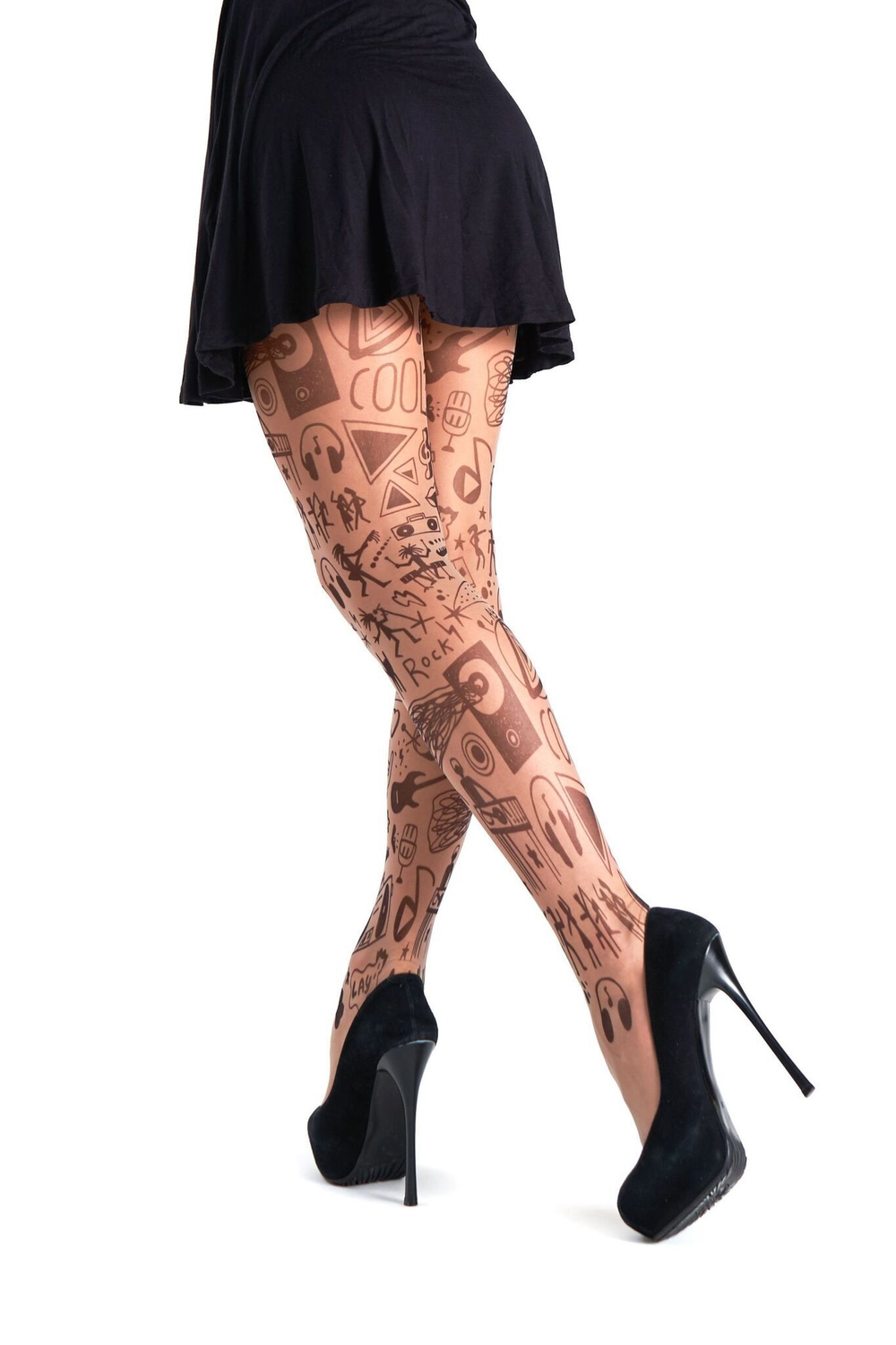 Оригинальные молодежные колготки с рисунком (Размер: S-M-L) (Цвет: бежевый)