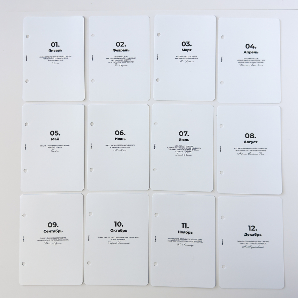 Ламинированные разделители по месяцам с цитатами (4/2 кольца)