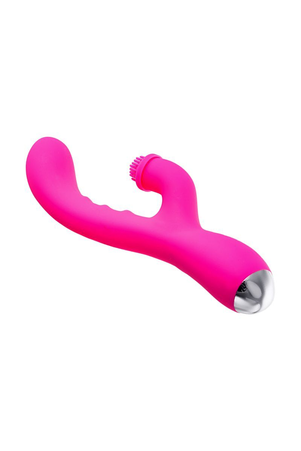 Розовый силиконовый вибратор Idol с клиторальным стимулятором - 22,4 см. (Цвет: розовый)
