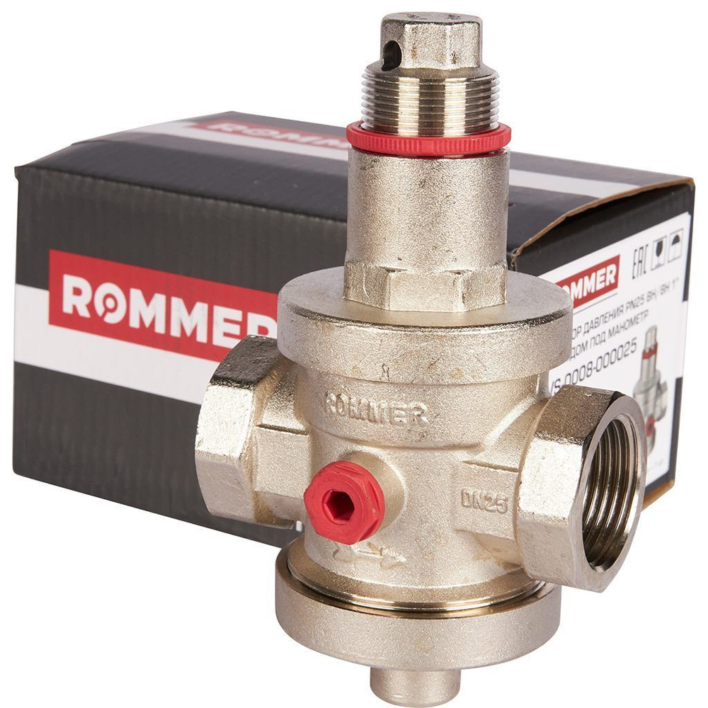 Редуктор давления PN25 1" вн/вн с выходом под манометр ROMMER (RVS-0008-000025)