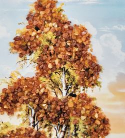 AMB-01/46 Картина «Вдали от мирской суеты» (с янтарной крошкой) пласт.рамка 33х42см