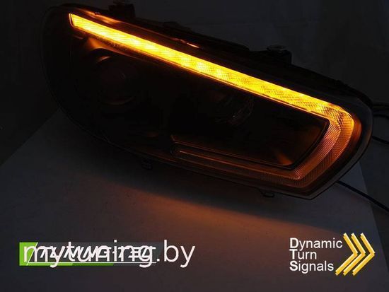 Фары передние TUBE SEQ LED BLACK для VW SCIROCCO