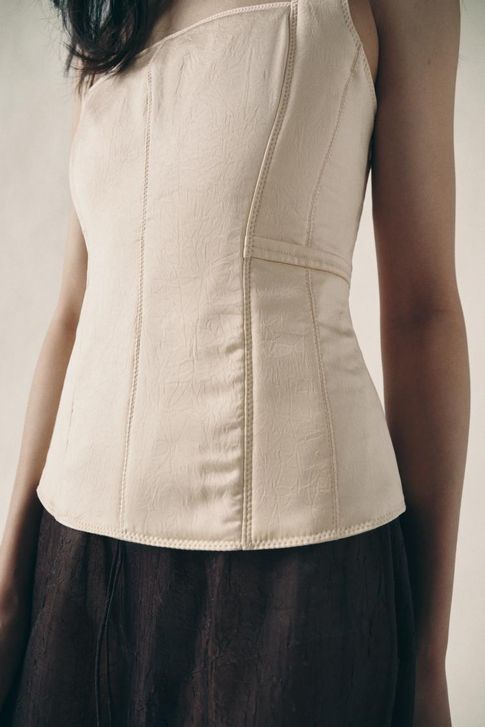 ZARA СТЕГАНЫЙ ТОП БЮСТЬЕ, ТЕЛЕСНО-РОЗОВЫЙ