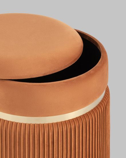 Пуф Миранда с ящиком велюр оранжевый