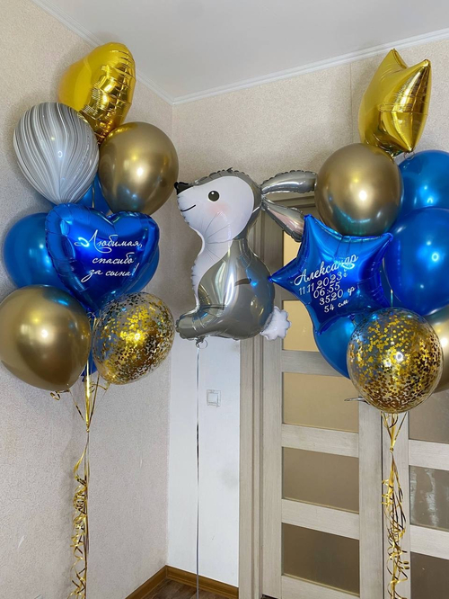 Фонтаны с шарами хром, именными звездами и зайкой