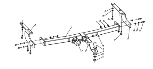 Фаркоп под квадрат для Toyota Highlander XU20-40 , Lexus RX 300,350,400 . , 2003-2013, Бизон.FA 1010-E(N)