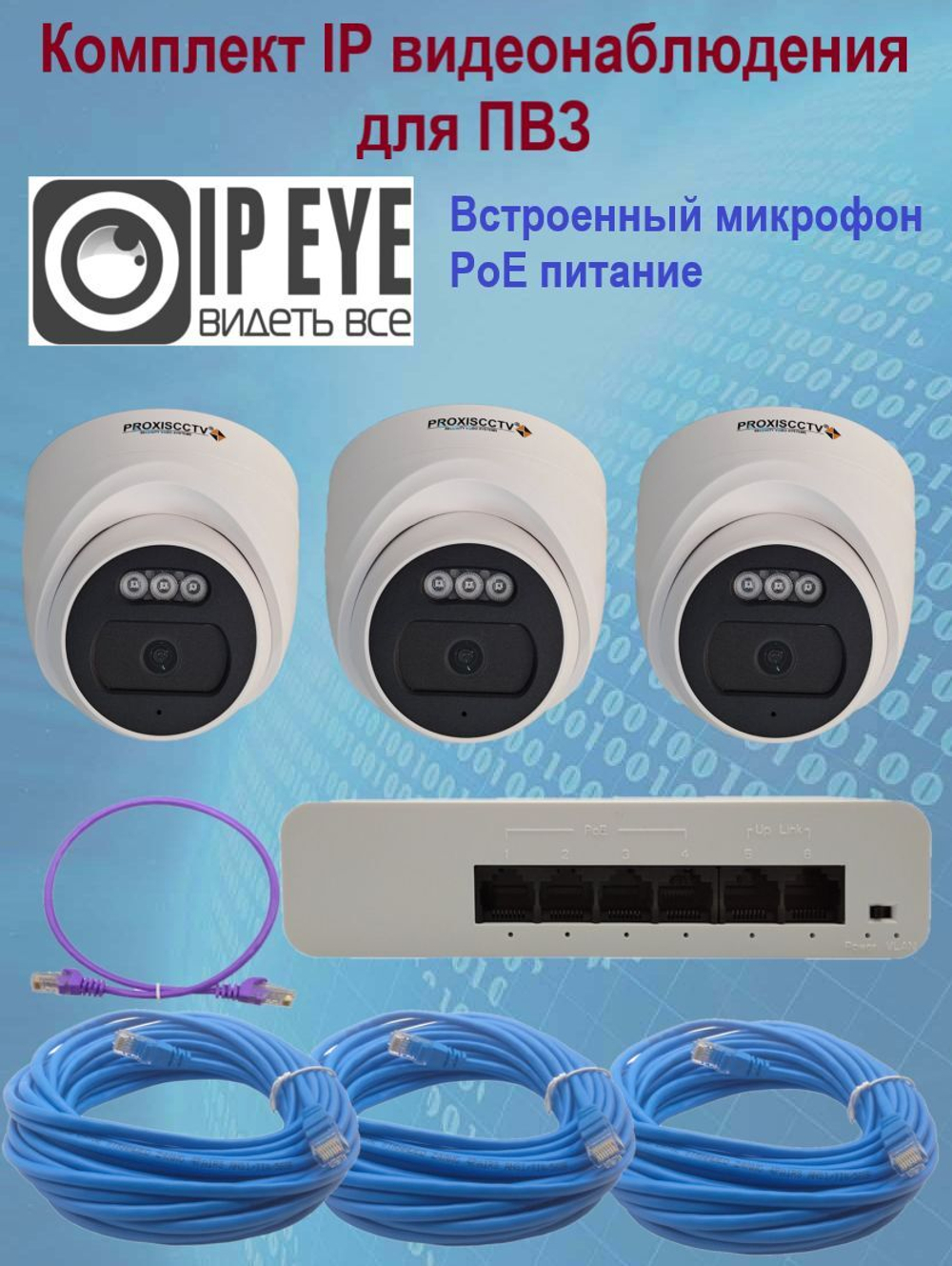 Камера IP-видеонаблюдения 2 Мп для ПВЗ, PoE, IPEYE с микрофоном