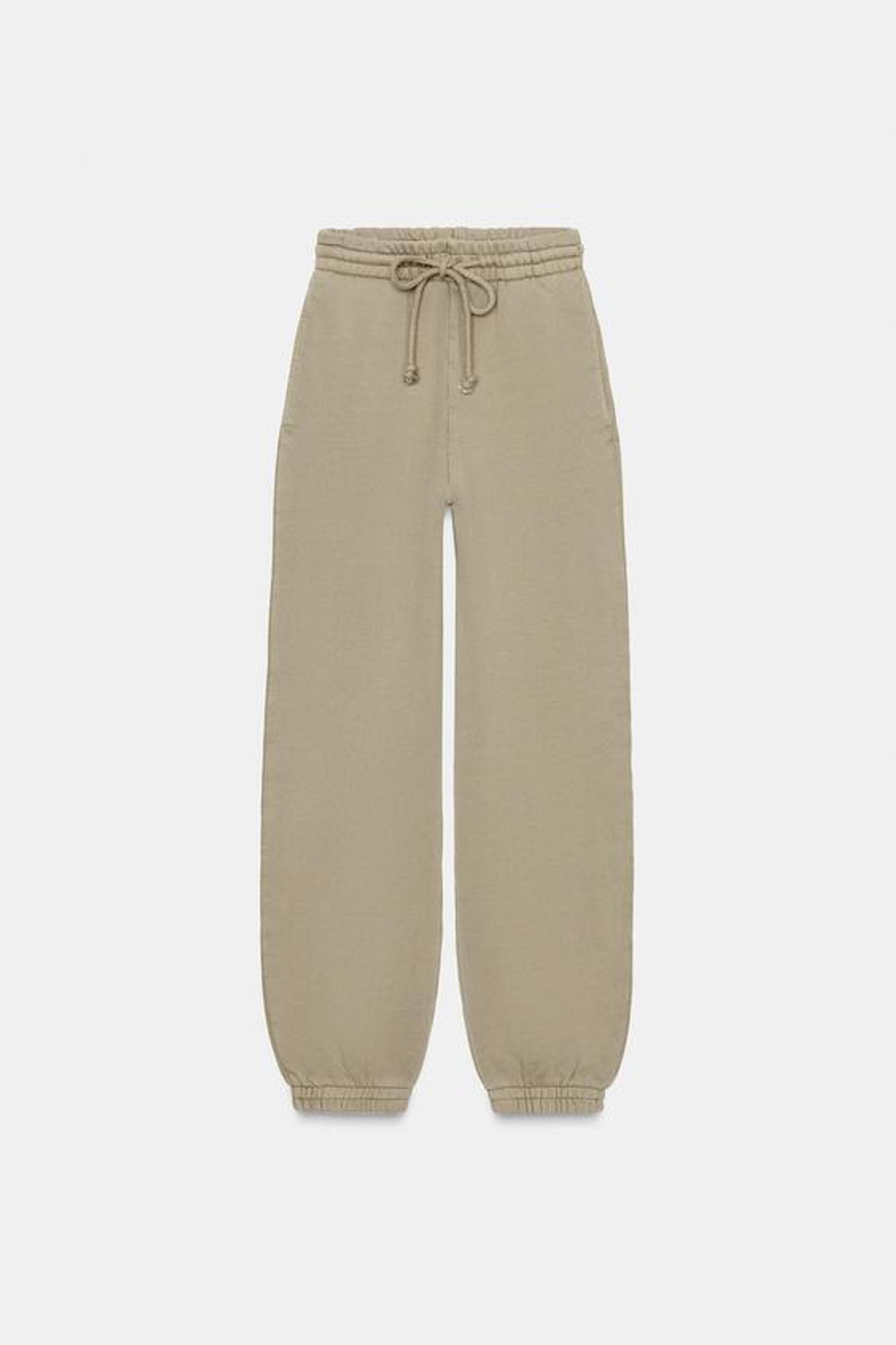 ZARA ДЖОГГЕРЫ ИЗ МЯГКОЙ ТКАНИ С ЭФФЕКТОМ ПОТЕРТОСТИ, КАМЕННЫЙ