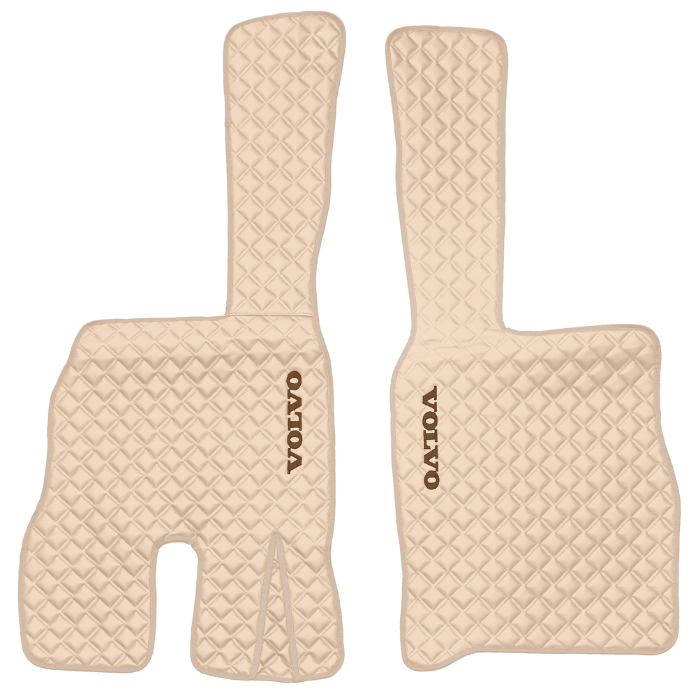 Ковры VOLVO FM до 2008 года (экокожа, бежевый, бежевый кант, коричневая вышивка)